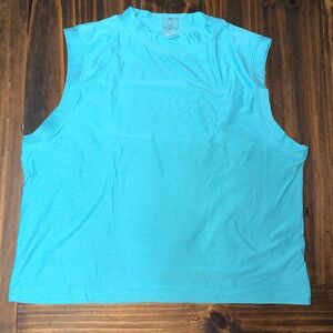 Stylish Sleeveless Turquoise Muscle Tee